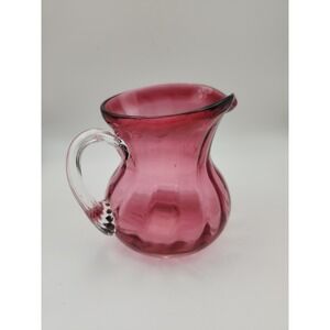 Vintage Pilgrim Cranberry Glass pitcher Charleston model creamer. 3.5"